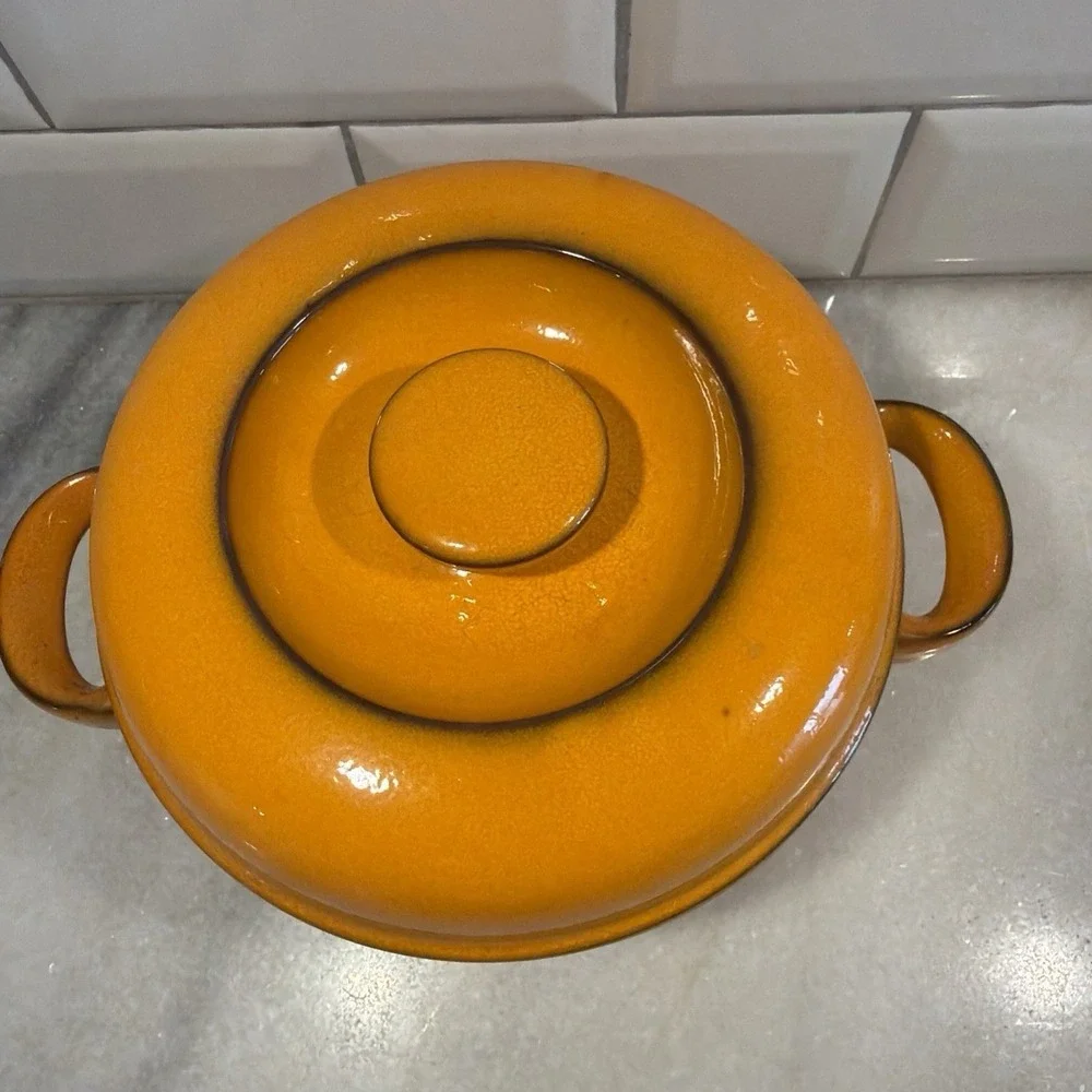 Thomas Flammfest Flame Orange Round Enameled Pot Germany GW994